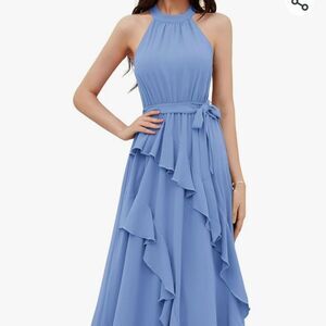 Grace Karin L Pastel Blue Summer Halter Dress –‎ Coquette Flowy Stylish  NWT